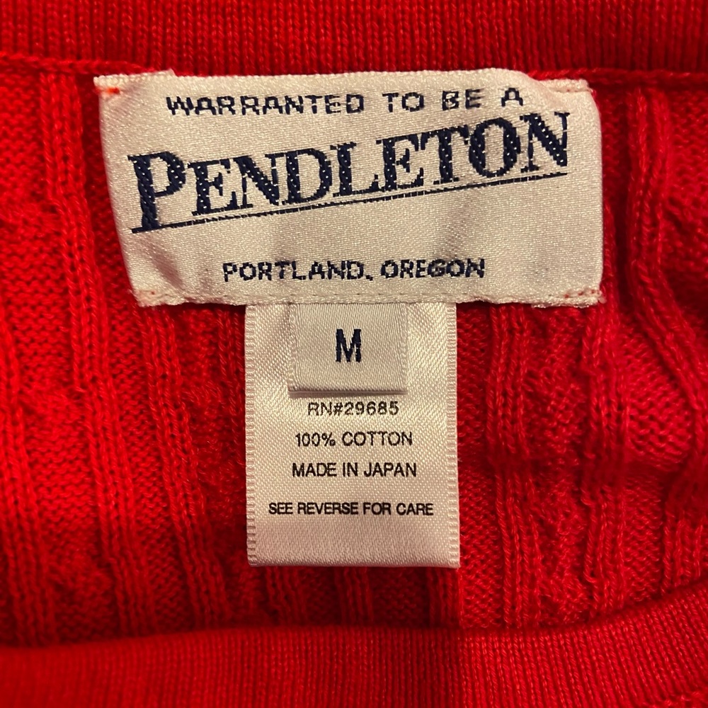 Pendleton Classic Cable Knit Size Medium Red Shor… - image 4